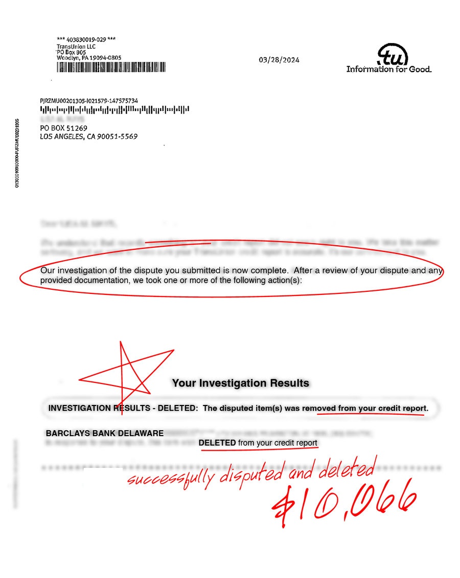 Redacted debt account update, example 4
