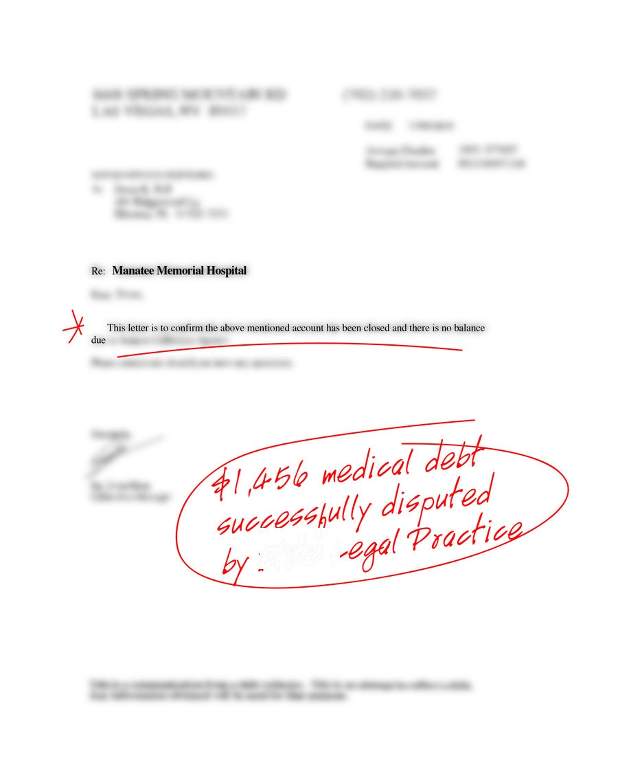 Redacted debt account update, example 5