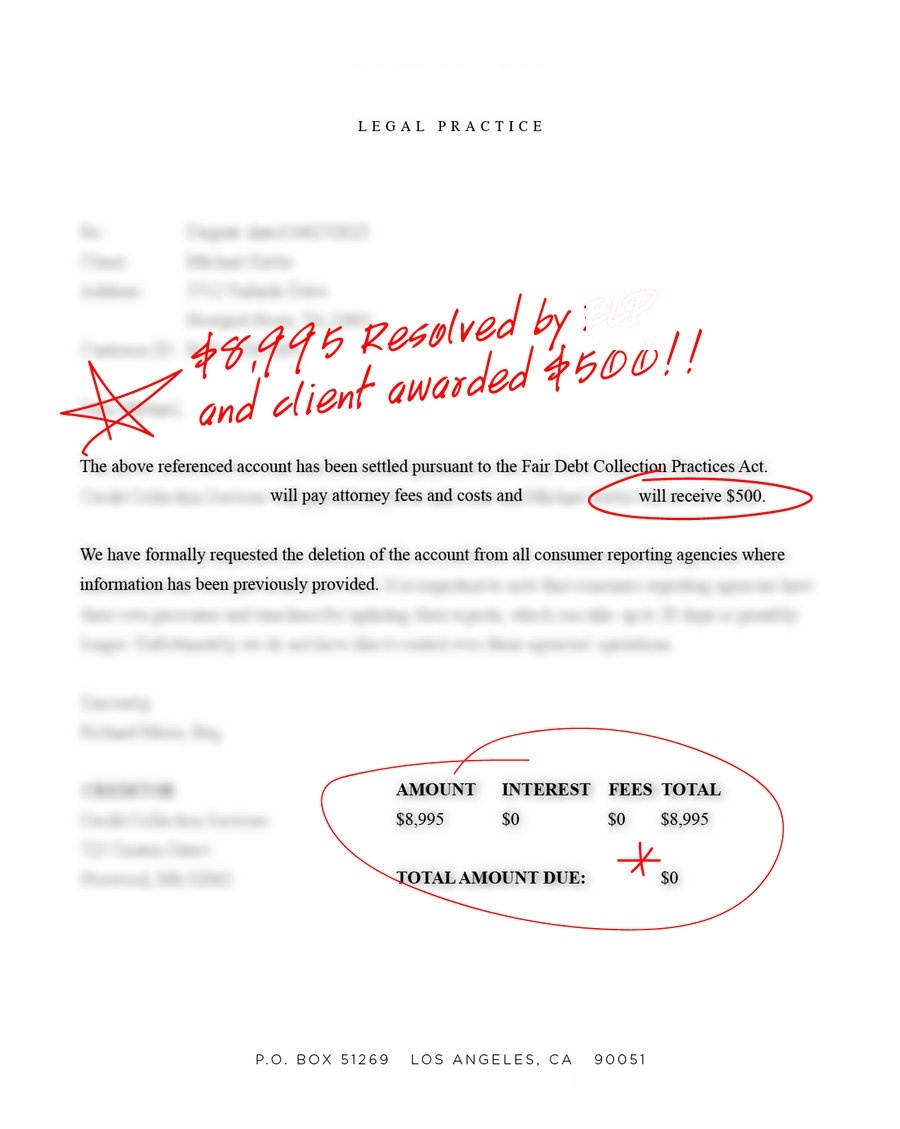 Redacted collector contact resolution, example 1