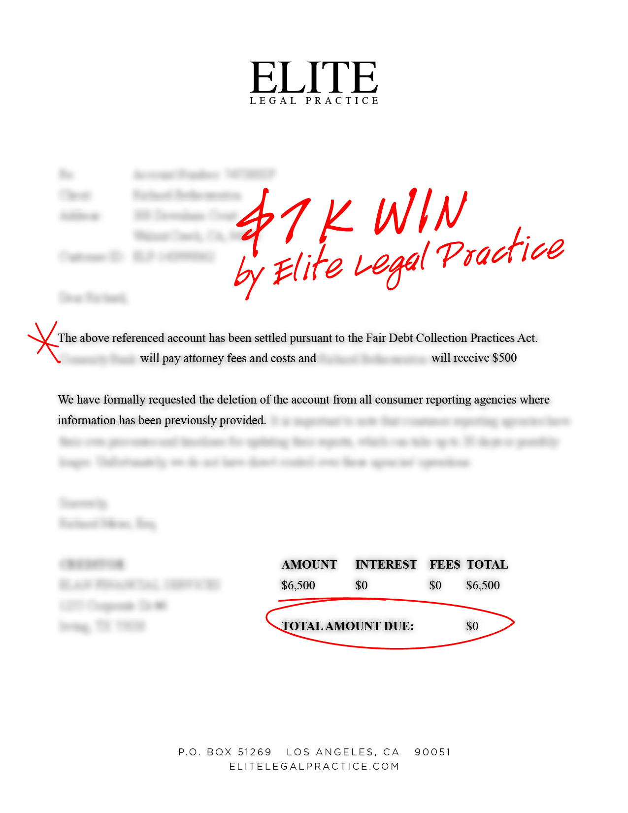 Redacted FDCPA contact violation resolution, example 2