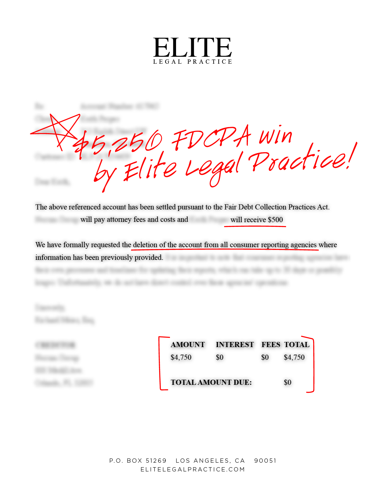 Redacted FDCPA contact violation resolution, example 3
