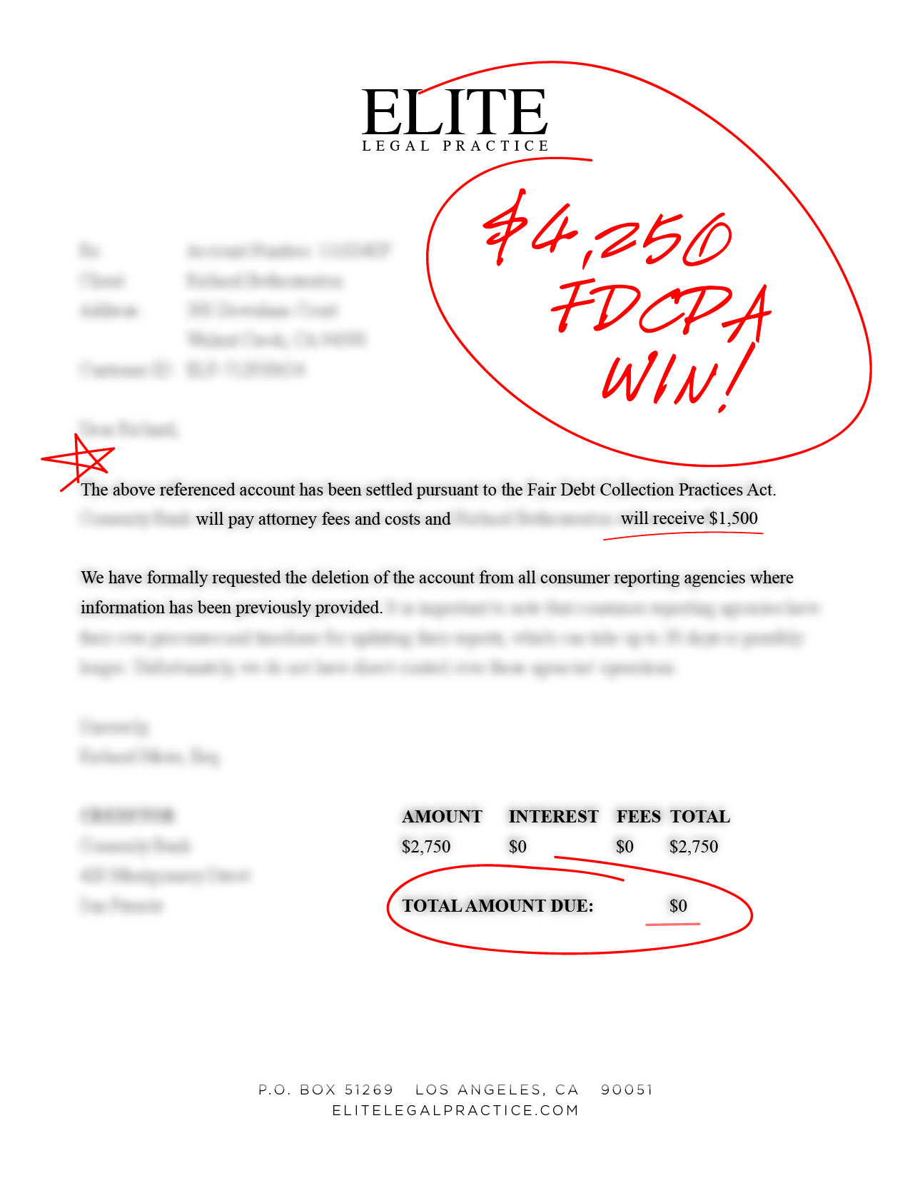 Redacted FDCPA contact violation resolution, example 5