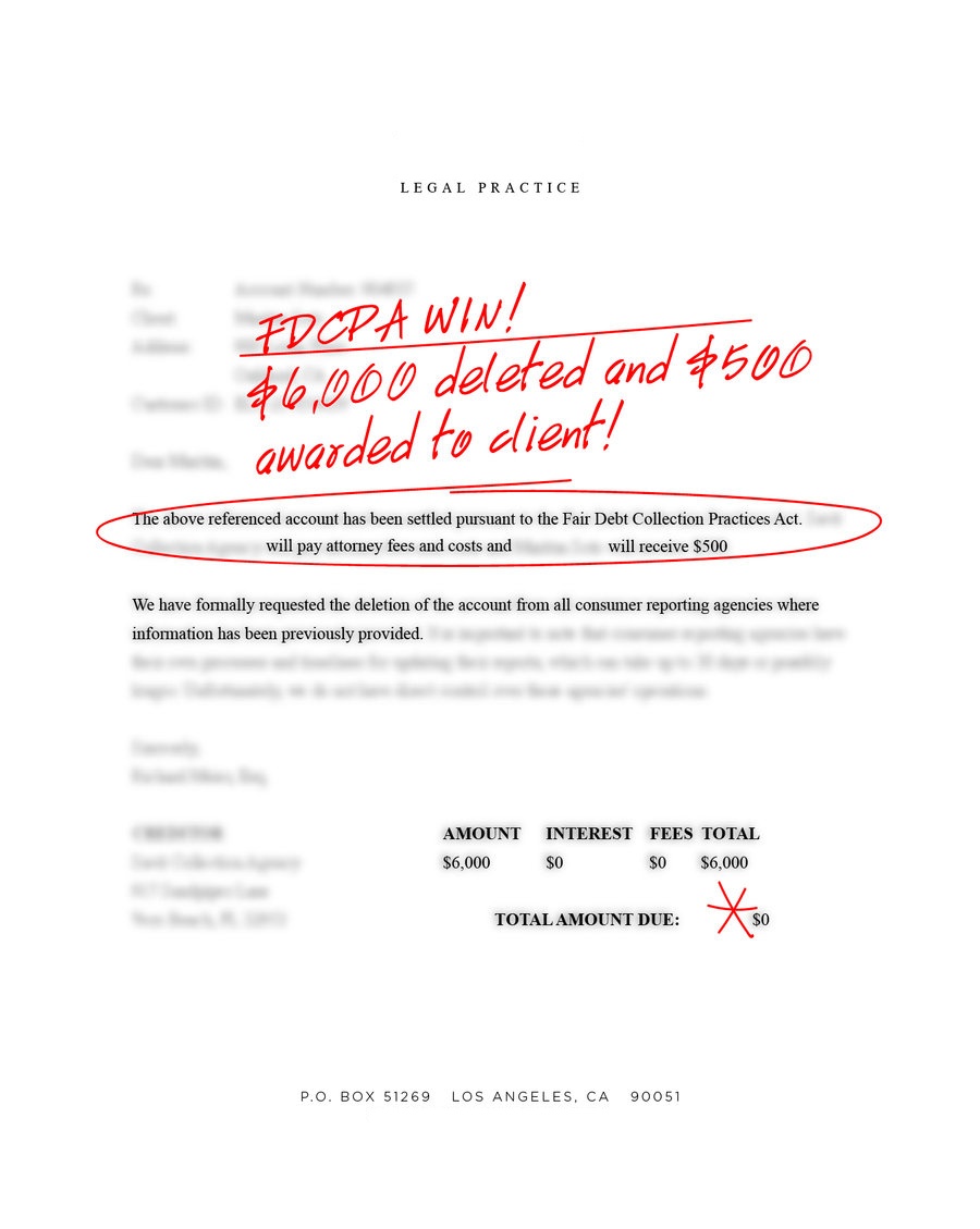Redacted collector contact resolution, example 6